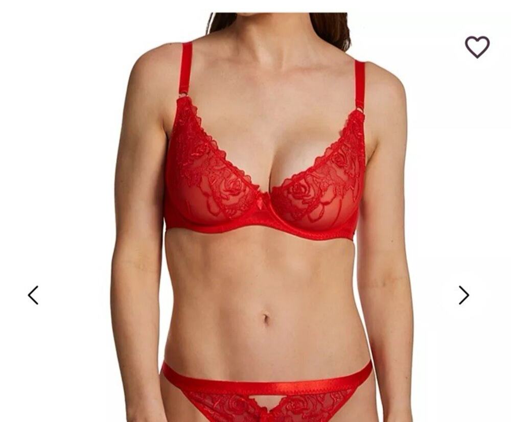 Curvy Kate Stand Out Plunge Underwire Bra Red 32G Full Cup Lace New
